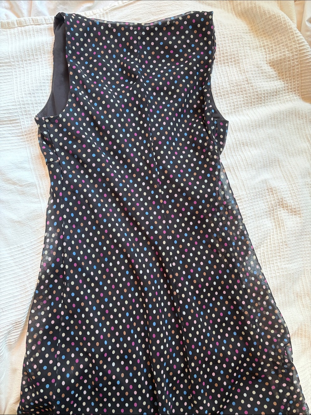 Sleeveless Black Dress with multicolor polka dots - Picture 4 of 6